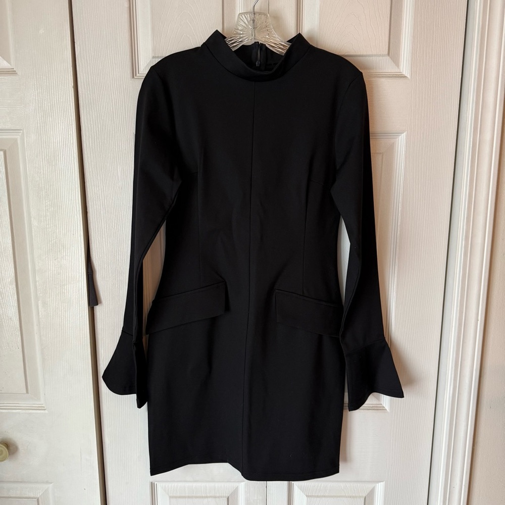 Women's Long Sleeve Mock Turtle Neck Bodycon Mini Tank Short Party Dress Large